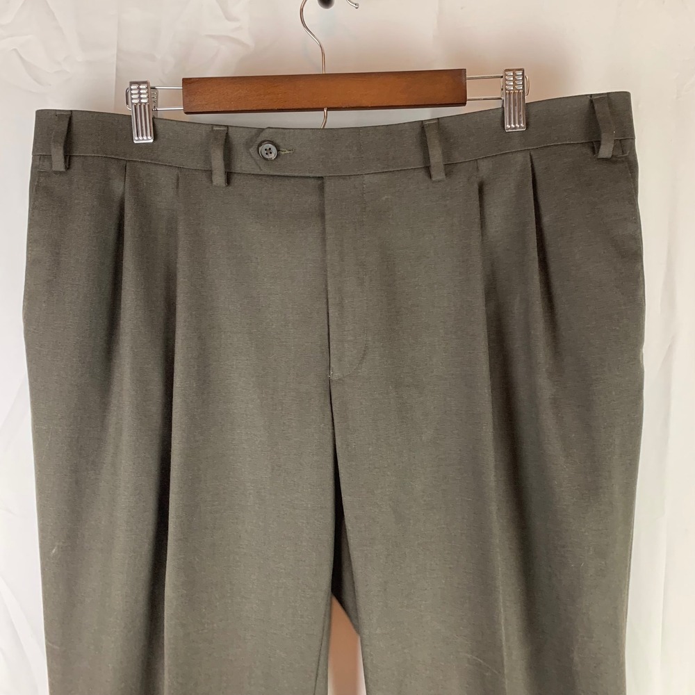 Ralph Lauren Dress Pants Mens 40x29 (fit 38x29) Brown Pleated Cuffed Trousers - Picture 2 of 12